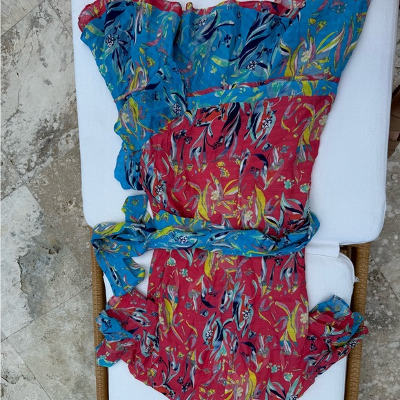 Tanya Taylor Bianka Silk Faux Wrap Floral Print Ruffle Mini Dress Size 4 Women's - Picture 15 of 16